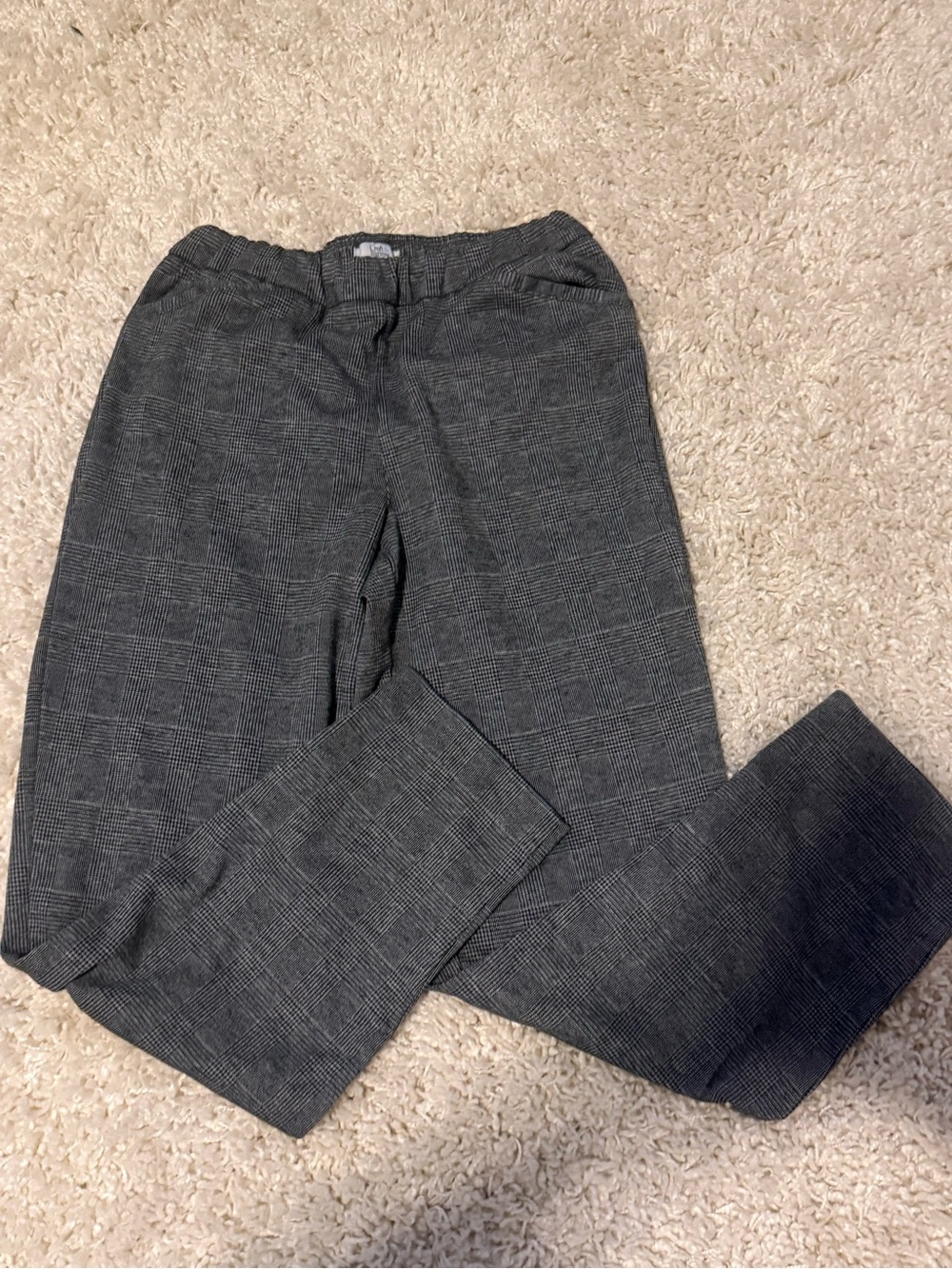 croft & barrow Charcoal Plaid Pull-On trousers